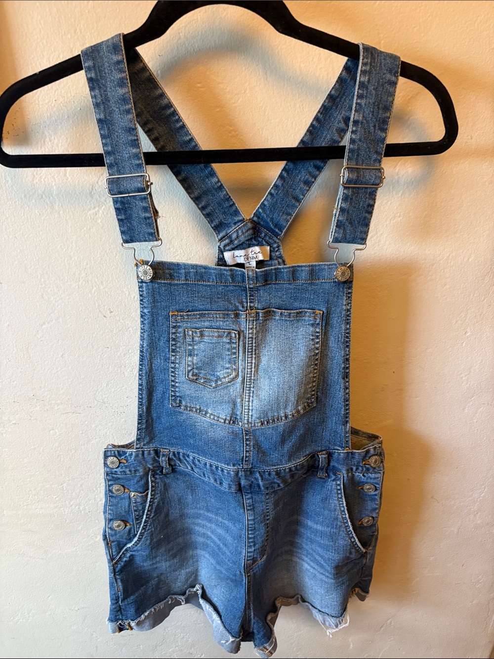 Love Tree Denim Shortalls - Medium Blue